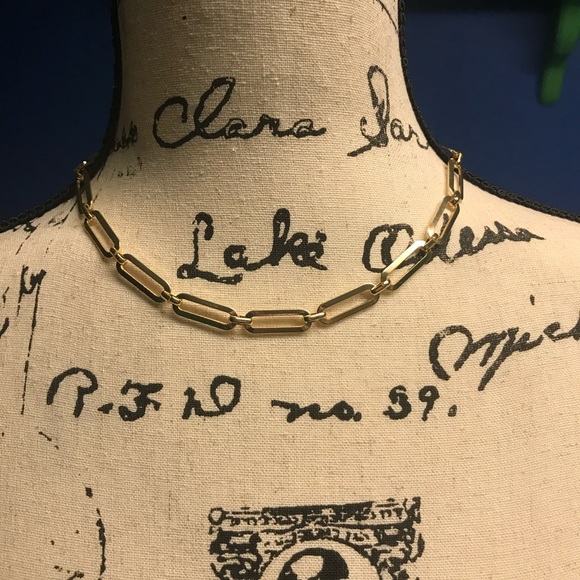 Polished metal chain choker necklace - Picture 2 of 4